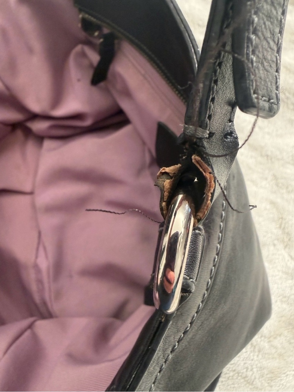 Coach Black Leather Shoulder Bag with Pink Lining - Picture 8 of 8